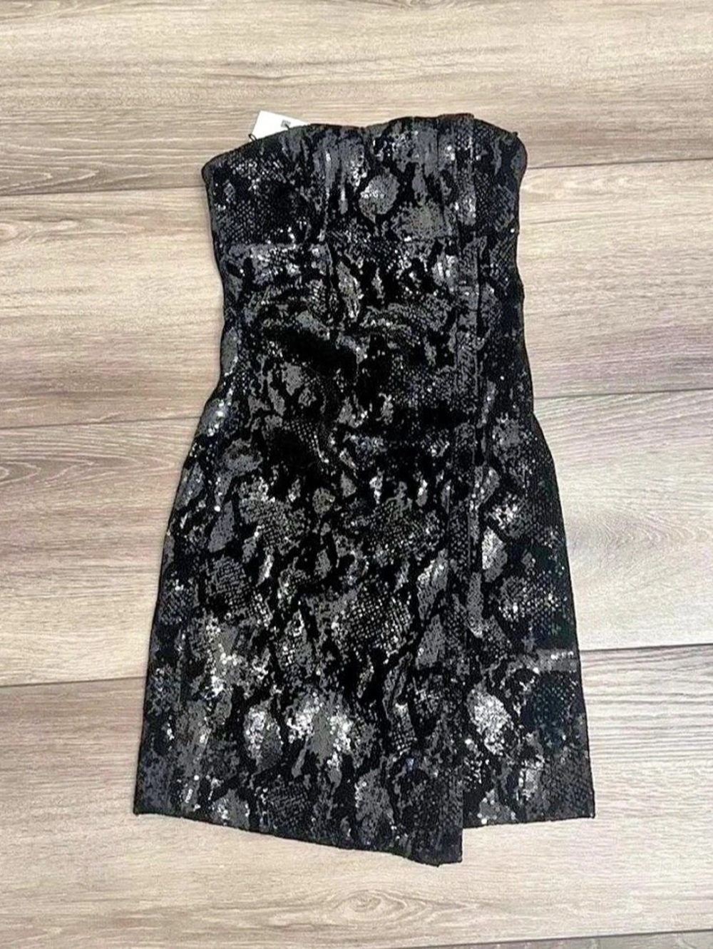 Zara Strapless Sequin Mini Dress in Black Size XS NWT
